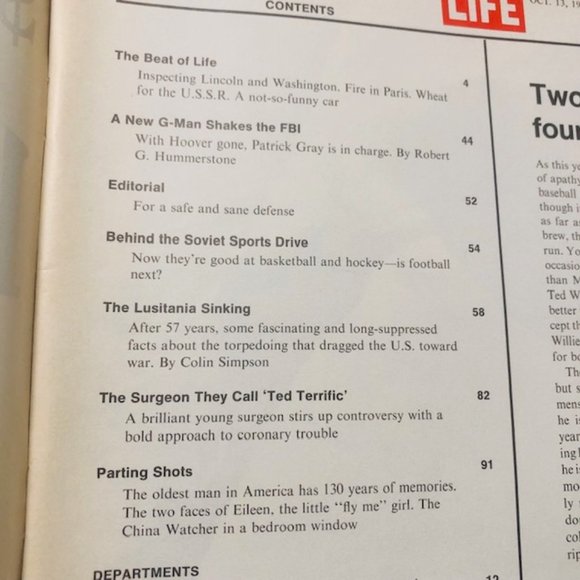 Vintage Look Mag. October 1972 Lusitania, FBI, Heart Surgery, Soviet Sports - Picture 2 of 8